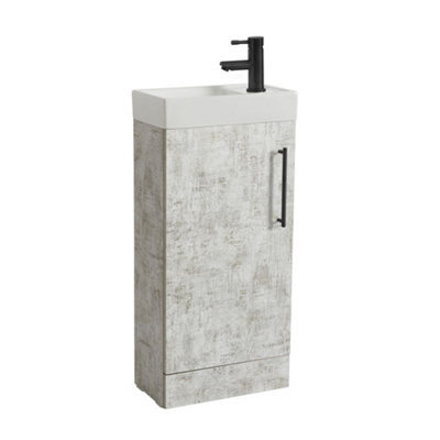 Homestylestore 400mm Grey Floorstanding Bathroom Vanity Unit And Black T Bar Handle - image 1