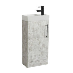 Homestylestore 400mm Grey Floorstanding Bathroom Vanity Unit And Black T Bar Handle - thumbnail 1