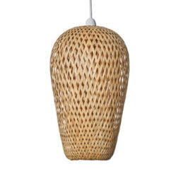 Valuelights Malay Modern Easy Fit Natural Bamboo Lattice Design Oblong Ceiling Pendant Light Shade - With Led Gls Bulb