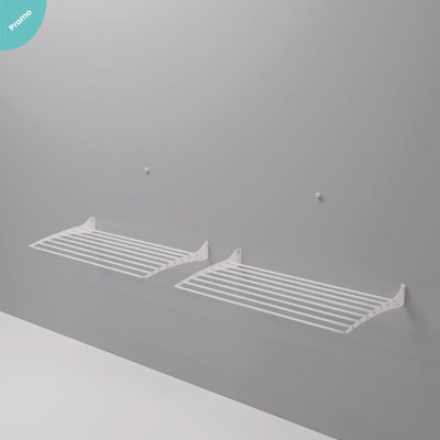 2X Foxydry Fold 80, Steel And Aluminium Folding Up Wall Mounted Clothes Rack, 80X9X50 Cm White 2 Pieces - image 1