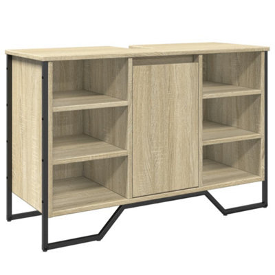 Berkfield Smooth Bathroom Sink Cabinet Sonoma Oak 91X35X60 Cm Engineered Wood
