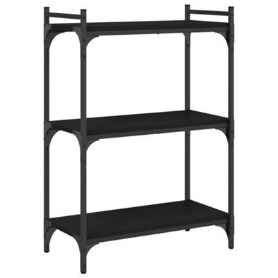 Berkfield Industrial Bookcase 3-Tier Black 60X30X86 Cm Engineered Wood