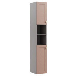 Ashford Matt Dusty Pink Double Wall-Mounted Bathroom Cabinet (H)180Cm (W)30Cm - thumbnail 1