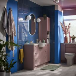 Ashford Matt Dusty Pink Double Wall-Mounted Bathroom Cabinet (H)180Cm (W)30Cm - thumbnail 2