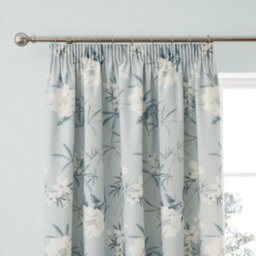 Dreams & Drapes Eve 100% Cotton Floral Pair Of Pencil Pleat Curtains With Tie-Backs - thumbnail 2