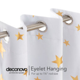 Deconovo Thermal Insulated Blackout Curtains, Eyelet Gold Star Foil Printed, Super Soft, W52 X L72 Inch, Silver Grey, 2 Panels - thumbnail 5
