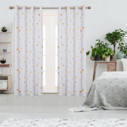 Deconovo Thermal Insulated Blackout Curtains, Eyelet Gold Star Foil Printed, Super Soft, W52 X L72 Inch, Silver Grey, 2 Panels - thumbnail 3