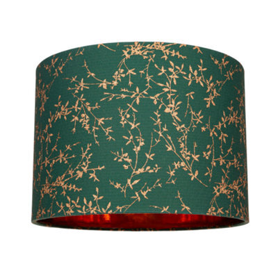 Happy Homewares Modern Forest Green Cotton Fabric 10 Shade With Copper Foil Floral Decoration - image 1