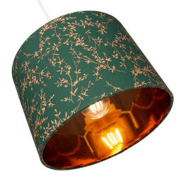 Happy Homewares Modern Forest Green Cotton Fabric 10 Shade With Copper Foil Floral Decoration - thumbnail 4