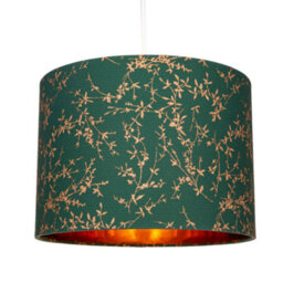 Happy Homewares Modern Forest Green Cotton Fabric 10 Shade With Copper Foil Floral Decoration - thumbnail 2