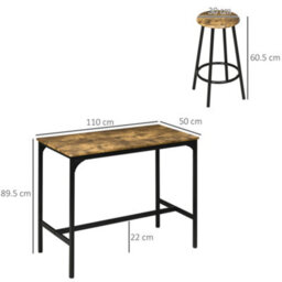 Wyld Haus Lava Soka 5-Piece Industrial Bar Table And Stool Set, Rustic Brown Mdf Tops With Black Metal Frames - thumbnail 3