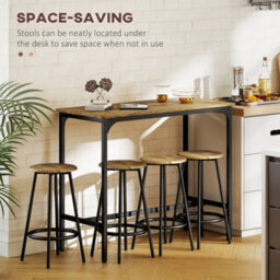 Wyld Haus Lava Soka 5-Piece Industrial Bar Table And Stool Set, Rustic Brown Mdf Tops With Black Metal Frames - thumbnail 5