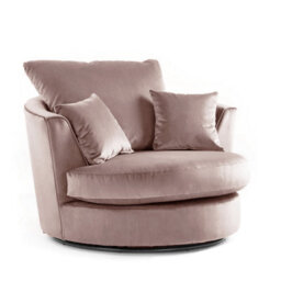 Furnishings For Less UK Brooklyn Plush Velvet Fabric Swivel Chair 360 Rotation Foam Pink