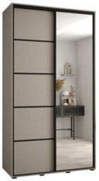 Arte Stylish Dakota V Sliding Door Wardrobe W1300mm H2350mm D600mm With Mirrored Door In Cashmere & Black Finish - thumbnail 1