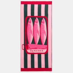 Ohs Sardine Print Beach Towel Bath Travel Quick Dry Microfibre Absorbent - thumbnail 3