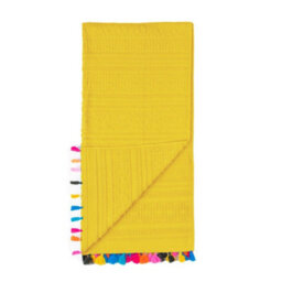 Velosso Yellow Velour Tassel Beach Towel 75Cm X 150Cm