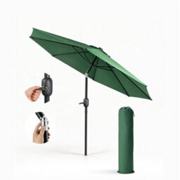 Keplin 2M Tilting Parasol Umbrella With Crank & Tilt, Steel Frame Sun Shade With Cover, 180G Uv-Resistant Polyester,  Green