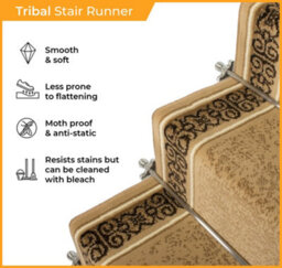Tribal Stair Runner - Soft & Durable Carpet Runner For Stairs & Staircases, Multiple Lengths - thumbnail 3