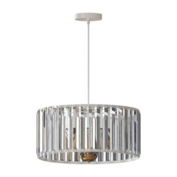 Ledsone Modern Crystal Glass Shade Mini Chandelier Pendant Light, Drum Shape E27 Ceiling Hanging Light White With Bulb,20Cm - thumbnail 3