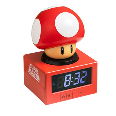 Super Mario Super Mushroom Icon Alarm Clock With Night Light, Officially Licensed Nintendo, Paladone - image 1