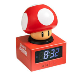 Super Mario Super Mushroom Icon Alarm Clock With Night Light, Officially Licensed Nintendo, Paladone - thumbnail 1