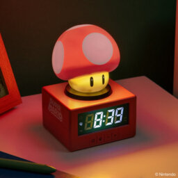Super Mario Super Mushroom Icon Alarm Clock With Night Light, Officially Licensed Nintendo, Paladone - thumbnail 2
