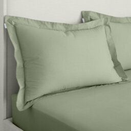 Bianca Fine Linens 200 Thread Count Cotton Percale Oxford 50X75Cm + Border Pack Of 2 Pillow Cases With Envelope Closure Sage Green - thumbnail 1