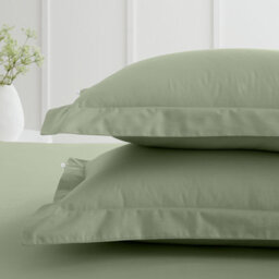 Bianca Fine Linens 200 Thread Count Cotton Percale Oxford 50X75Cm + Border Pack Of 2 Pillow Cases With Envelope Closure Sage Green - thumbnail 2