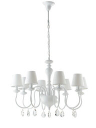 Luminosa Lighting Luminosa Arthur 8 Light Chandeliers With Shades White, Fabric Lampshade 88X60Cm - thumbnail 1