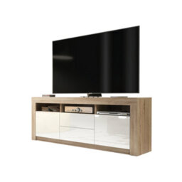 Modern Tv Unit 160Cm Oak With High Gloss White Doors - Creative Furniture - thumbnail 2