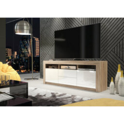Modern Tv Unit 160Cm Oak With High Gloss White Doors - Creative Furniture - thumbnail 3