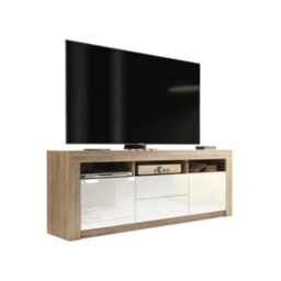 Modern Tv Unit 160Cm Oak With High Gloss White Doors - Creative Furniture - thumbnail 8