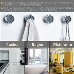 3-Piece Towel Hook Set, Adhesive Wall-Mounted Bathroom Hook, Multi-Purpose Adhesive Towel Holder - thumbnail 7