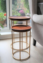 Aspect Furniture Delphyne Wooden Round Nest Of Tables With Metal Legs - thumbnail 2