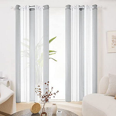 Deconovo Yarn-Dyed Voile Curtains Semi Transparent Net Curtains Sheer Curtains, 55 X 90 Inch Linen 2 Panels - image 1