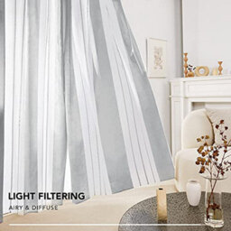 Deconovo Yarn-Dyed Voile Curtains Semi Transparent Net Curtains Sheer Curtains, 55 X 90 Inch Linen 2 Panels - thumbnail 3