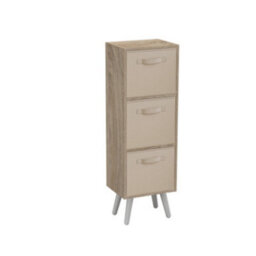 Urbn-Living Urbnliving 80Cm Height 3 Tier Antique Oak Wooden Storage Bookcase Scandinavian Style White Legs With Beige Inserts - thumbnail 2