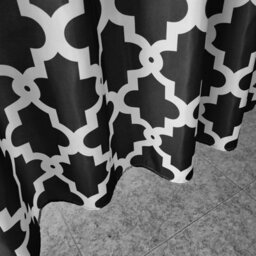 Neel Blue Trellis Black Polyester Shower Curtain, Water-Resistant Bathroom Curtain With 12 Hooks - 180X200Cm - thumbnail 3