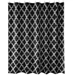 Neel Blue Trellis Black Polyester Shower Curtain, Water-Resistant Bathroom Curtain With 12 Hooks - 180X200Cm - thumbnail 9