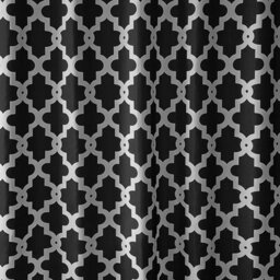 Neel Blue Trellis Black Polyester Shower Curtain, Water-Resistant Bathroom Curtain With 12 Hooks - 180X200Cm - thumbnail 7