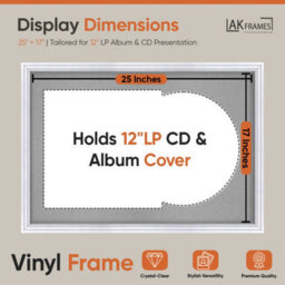 "AK Frames 25X17"" White Step Vinyl Record Frame With Silver Mount For 12 Inch Lp Cover & Disc - Overlapped Design" - thumbnail 2