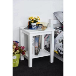 Bedside Table White Mdf Wooden Small Nightstand Storage Shelf Living Room - thumbnail 5