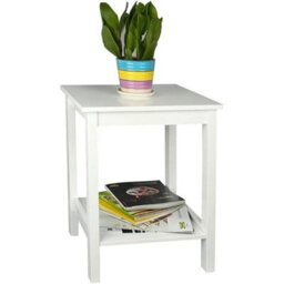 Bedside Table White Mdf Wooden Small Nightstand Storage Shelf Living Room - thumbnail 1