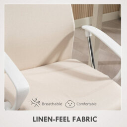 Cream Home Office Chair, High Back Fabric Desk Chair With Swivel Wheels - thumbnail 6