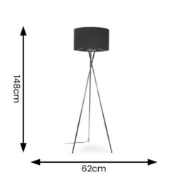 Valuelights Camden Copper Tripod Floor Lamp With Charcoal Drum Shade And Bulb - thumbnail 6