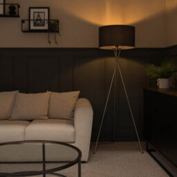 Valuelights Camden Copper Tripod Floor Lamp With Charcoal Drum Shade And Bulb - thumbnail 5