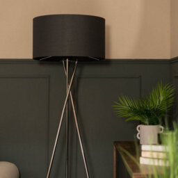 Valuelights Camden Copper Tripod Floor Lamp With Charcoal Drum Shade And Bulb - thumbnail 4