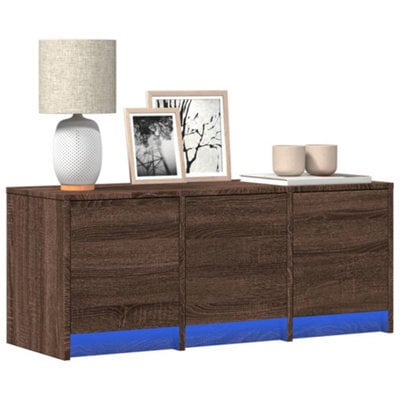 Berkfield Tv Cabinet With Led Brown Oak 97X34X40 Cm Engineered Wood - image 1