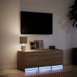 Berkfield Tv Cabinet With Led Brown Oak 97X34X40 Cm Engineered Wood - thumbnail 5