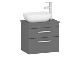 Royal Bathrooms 600mm Wall Hung Vanity Unit 2 Drawer Indigo Grey Gloss & Elva Countertop Basin - thumbnail 4